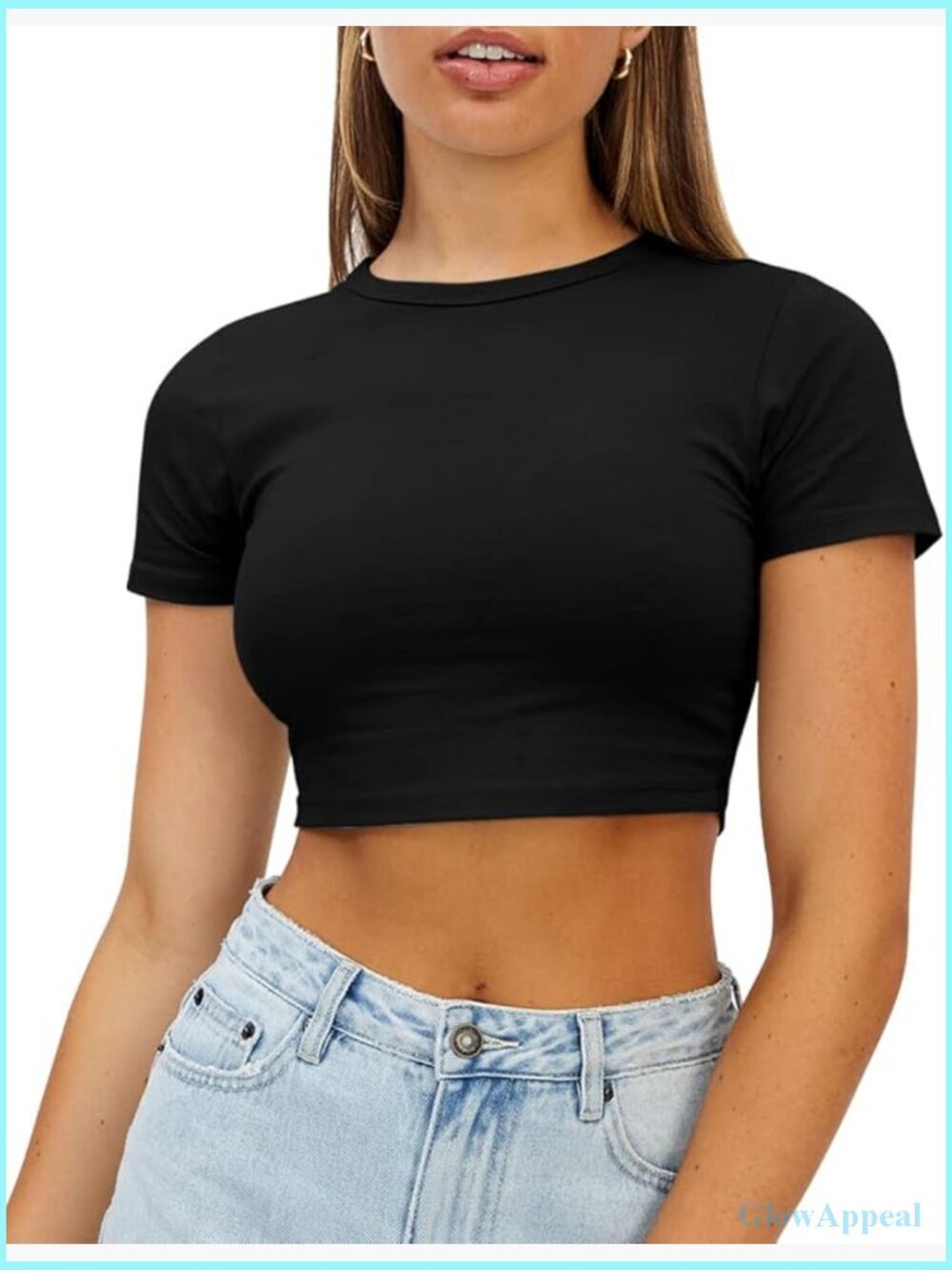 Crop Top Cute Summer Crew Neck Basic Tee Slim Fit Trendy Short Sleeve T Shirt